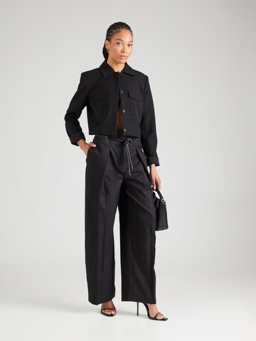 3.1 Phillip Lim - Perna larga Calças com pregas 'ORIGAMI' em preto