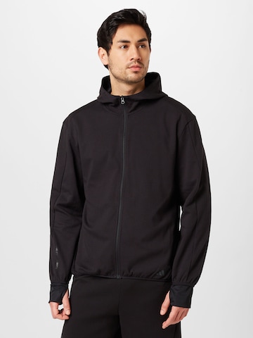 ADIDAS PERFORMANCE Athletic Zip-Up Hoodie 'Base Aeroready ' in Black: front