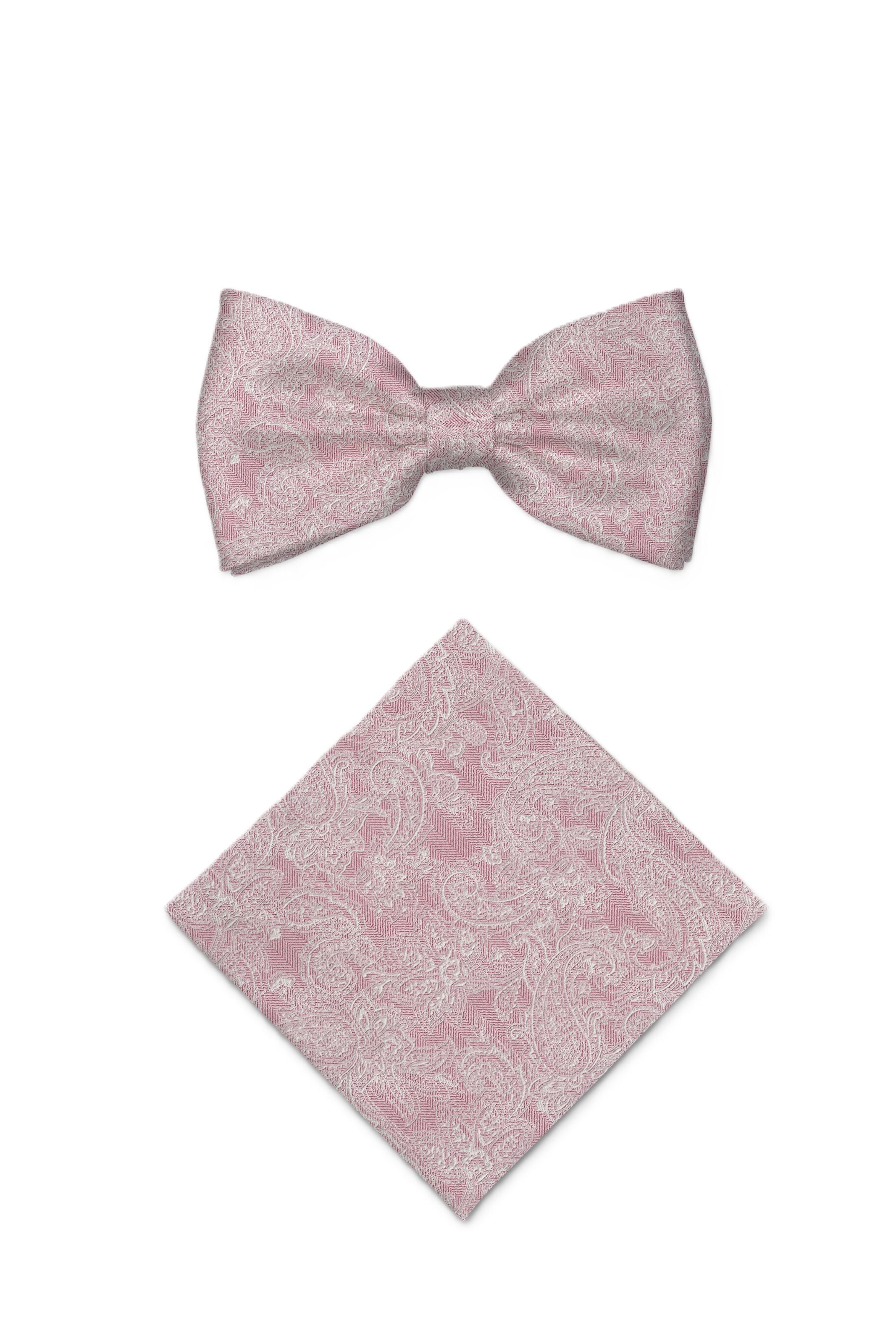 Real Guys Set Fliege mit passendem Einstecktuch in Pink: Vorderseite