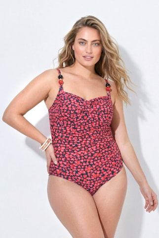 Ulla Popken Bralette Swimsuit in Red