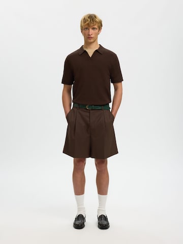 SELECTED Regular Pleat-front trousers in Brown