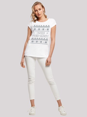 T-shirt 'Frohe Wein-Nacht' F4NT4STIC en blanc