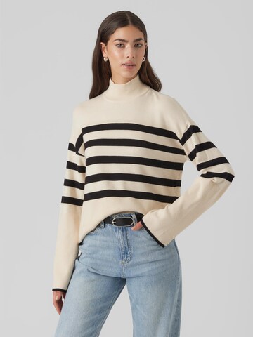 VERO MODA Sweater 'Happiness' in Beige: front
