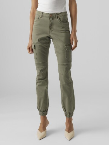 Coupe slim Jeans cargo VERO MODA en vert : devant