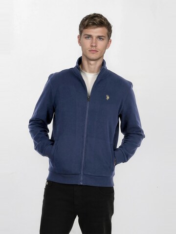 U.S. POLO ASSN. Sweatvest in Blauw: voorkant