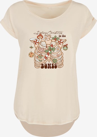 T-shirt 'Feeling Christmas in the bones' F4NT4STIC en beige : devant