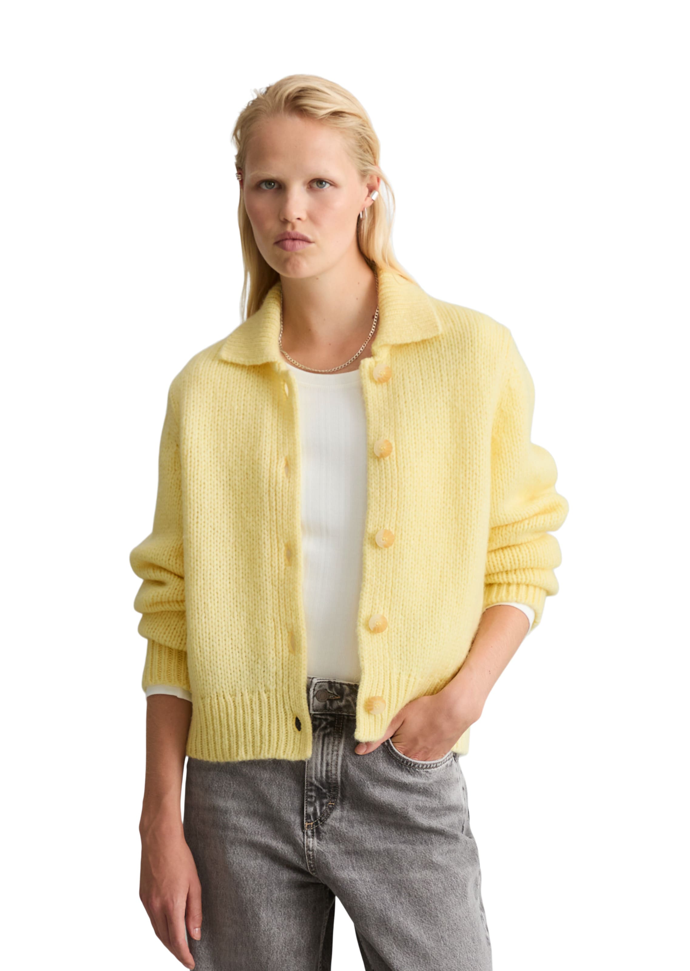 Marc O'Polo DENIM Strickjacke in Gelb: Vorderseite
