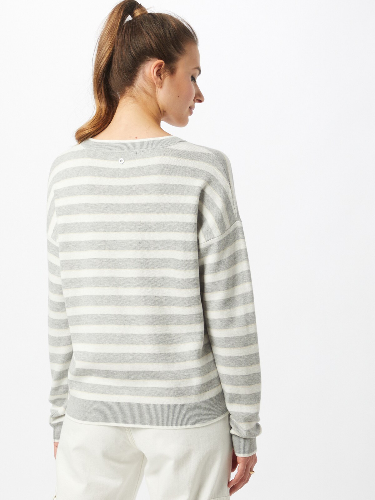 pullover grau wei� gestreift