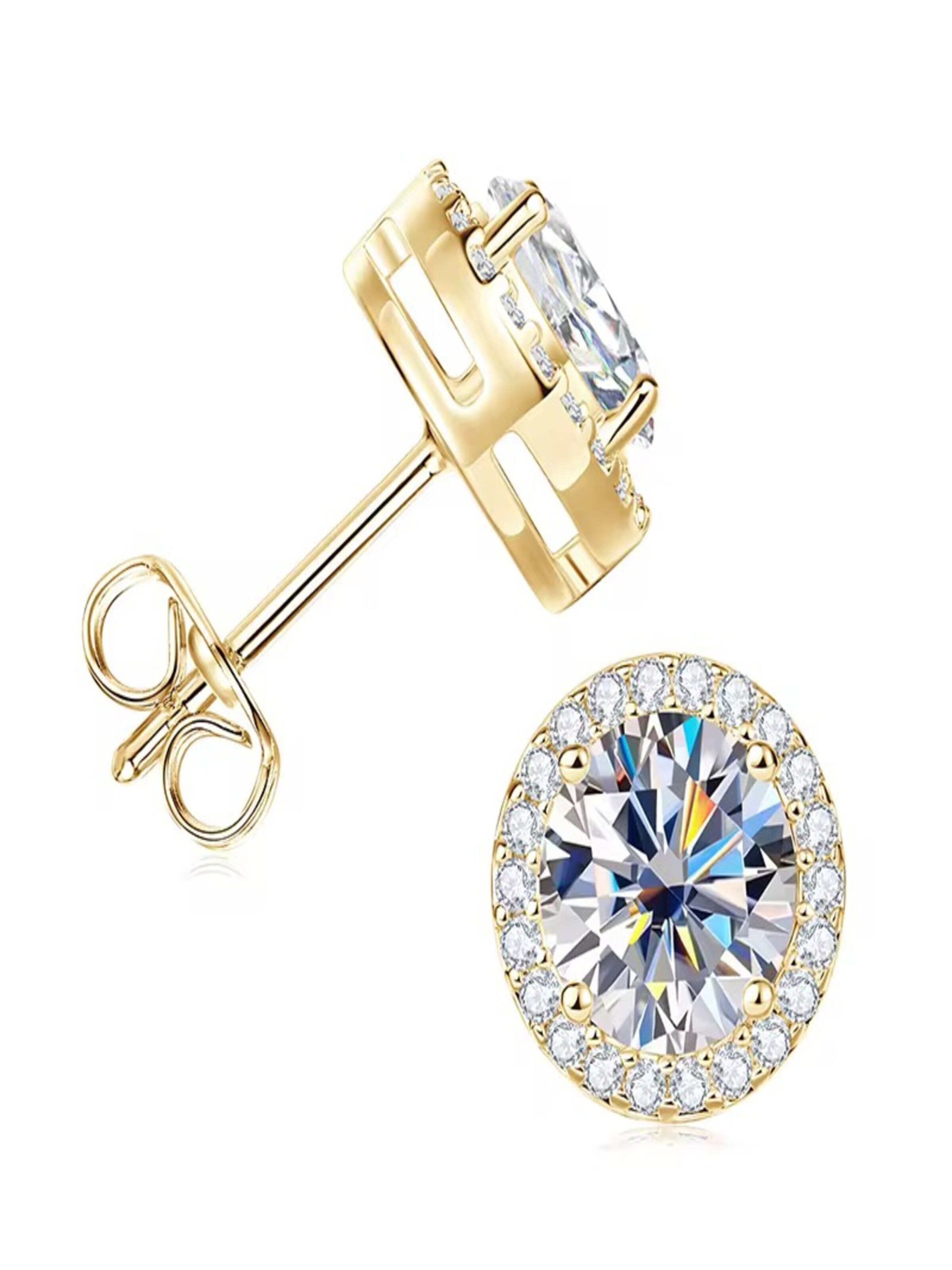 ROUGEMONT Jewellery Ohrringe 'Funkelnde Moissanit Ohrstecker Mirage 0,5ct Gold'‌‌ in Gold: Vorderseite