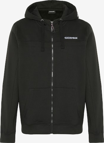 CHIEMSEE Zip-Up Hoodie in Black: front