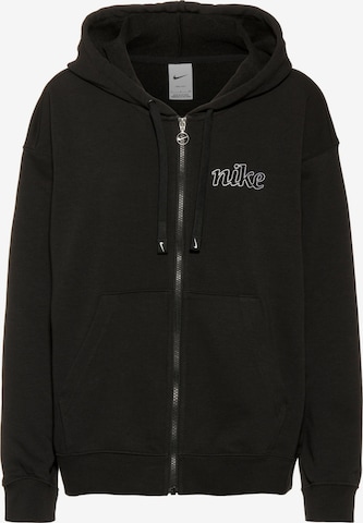 NIKE Athletic Zip-Up Hoodie in Black: front