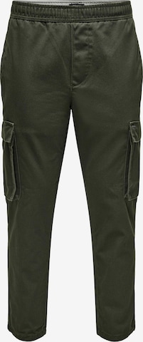 Only & Sons Tapered Cargobroek 'ROD' in Groen: voorkant