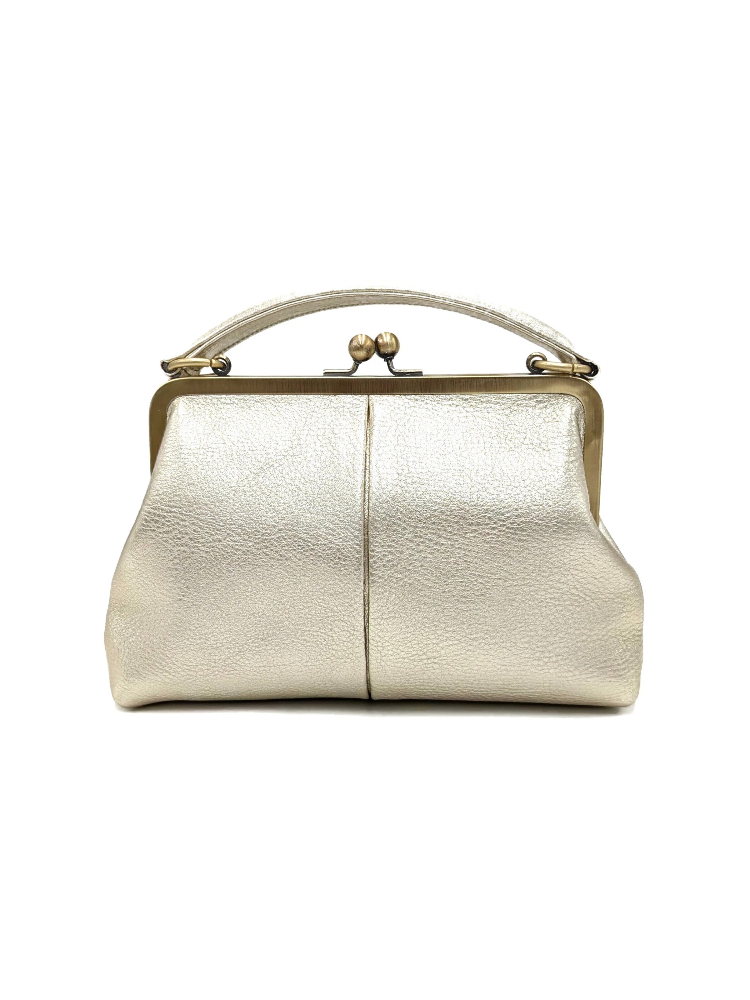 Taschenkinder Handbag 'Kleine Olive – Leder Handtasche & Umhängetasche' in Gold: front