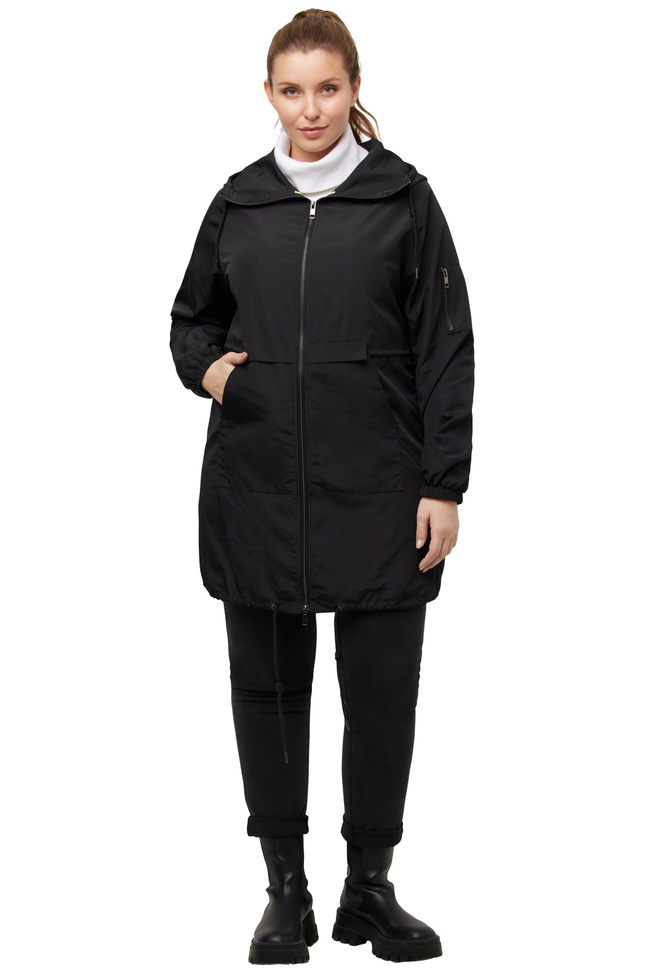 Ulla Popken Between-Season Jacket in Black: front