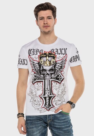 CIPO & BAXX T-Shirt KING SKULL mit grafischem Print in Weiß
