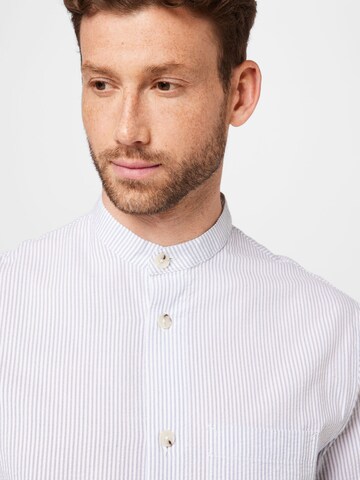 Rotholz Comfort fit Button Up Shirt 'Mandarin' in Blue