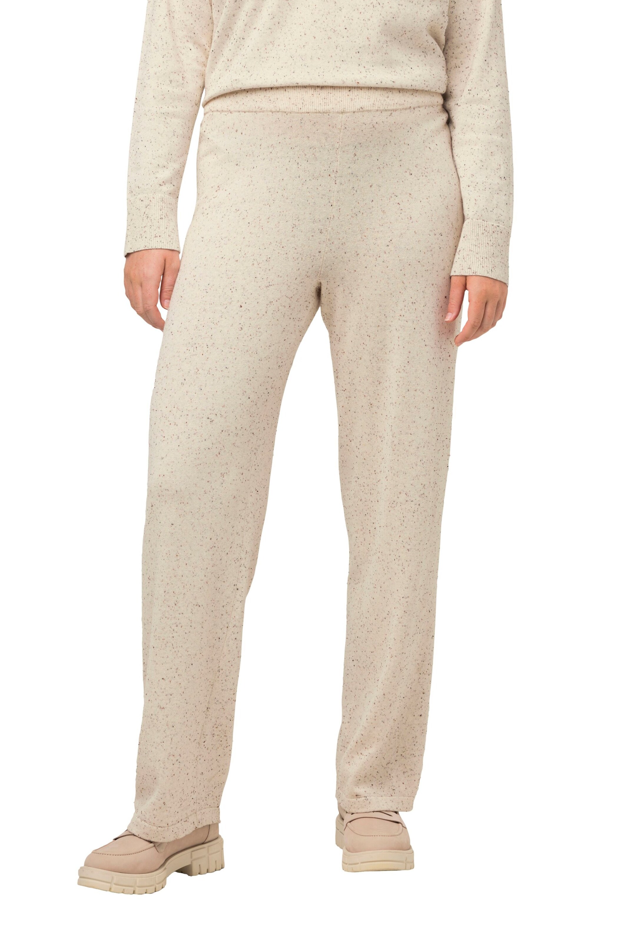 Ulla Popken Loosefit Broek in Beige: voorkant