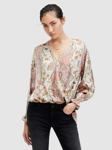 AllSaints - Blusa 'PENNY CASCADE' en verde: frente