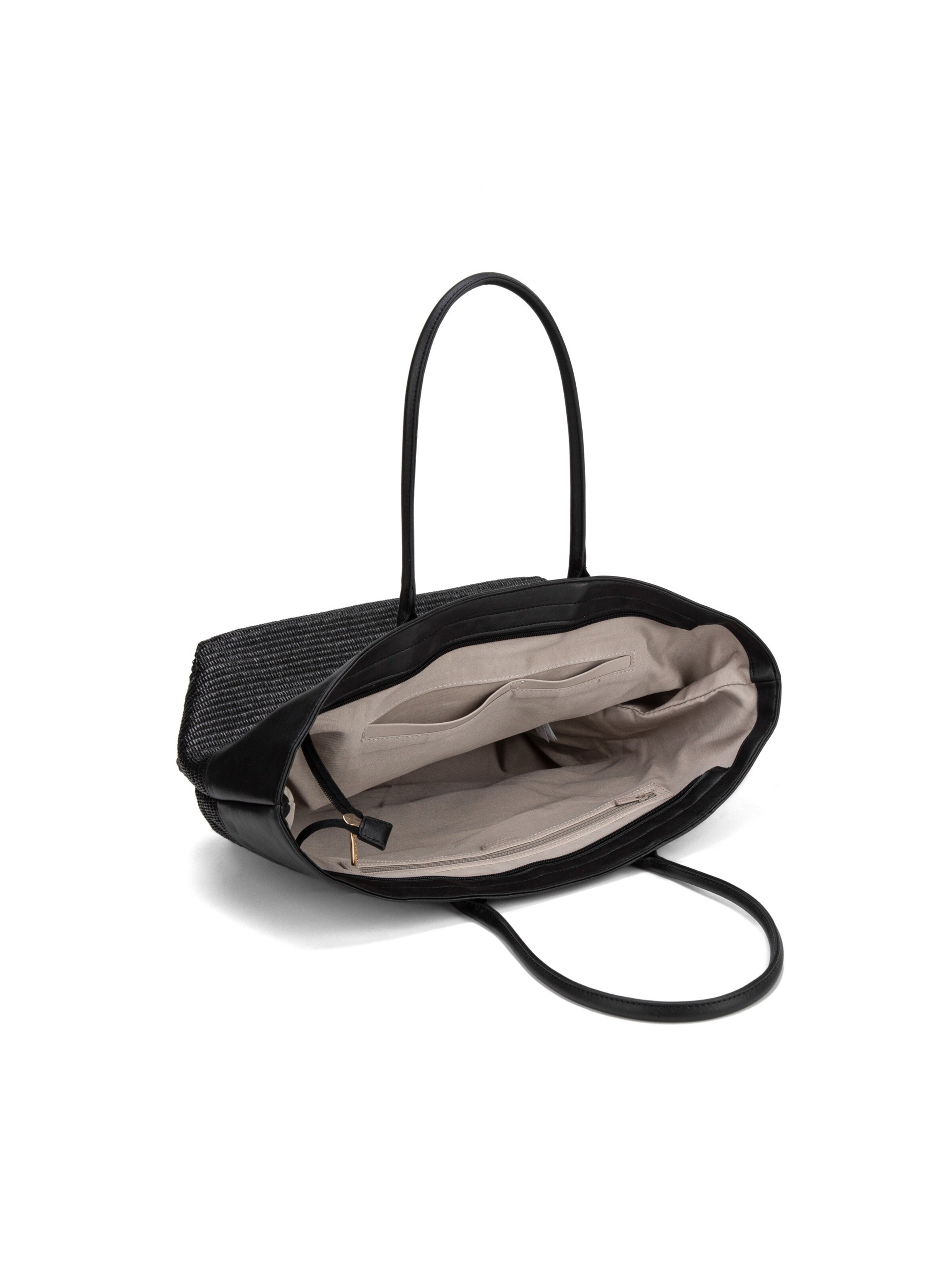 Borsa a spalla 'Borsa Shopper David Jones Bicolore Ecopelle e Tessuto Intrecciato' di David Jones in nero