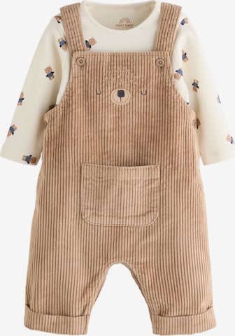 Next Set: Latzhose und Body in Braun: Vorderseite