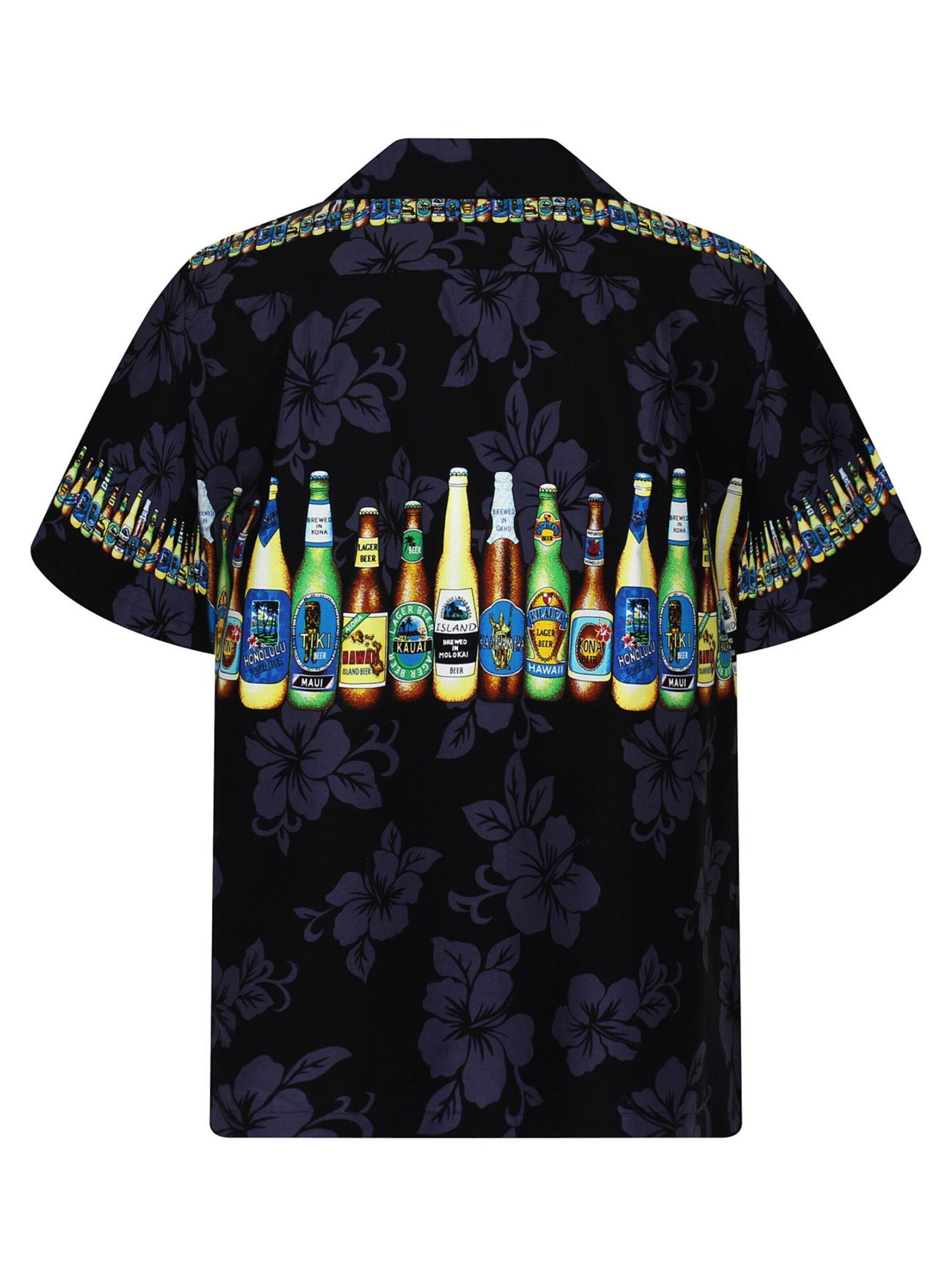 KY's Regular Fit Hemd 'Bierflaschen Brustdruck'‌‌‌‌ in Schwarz