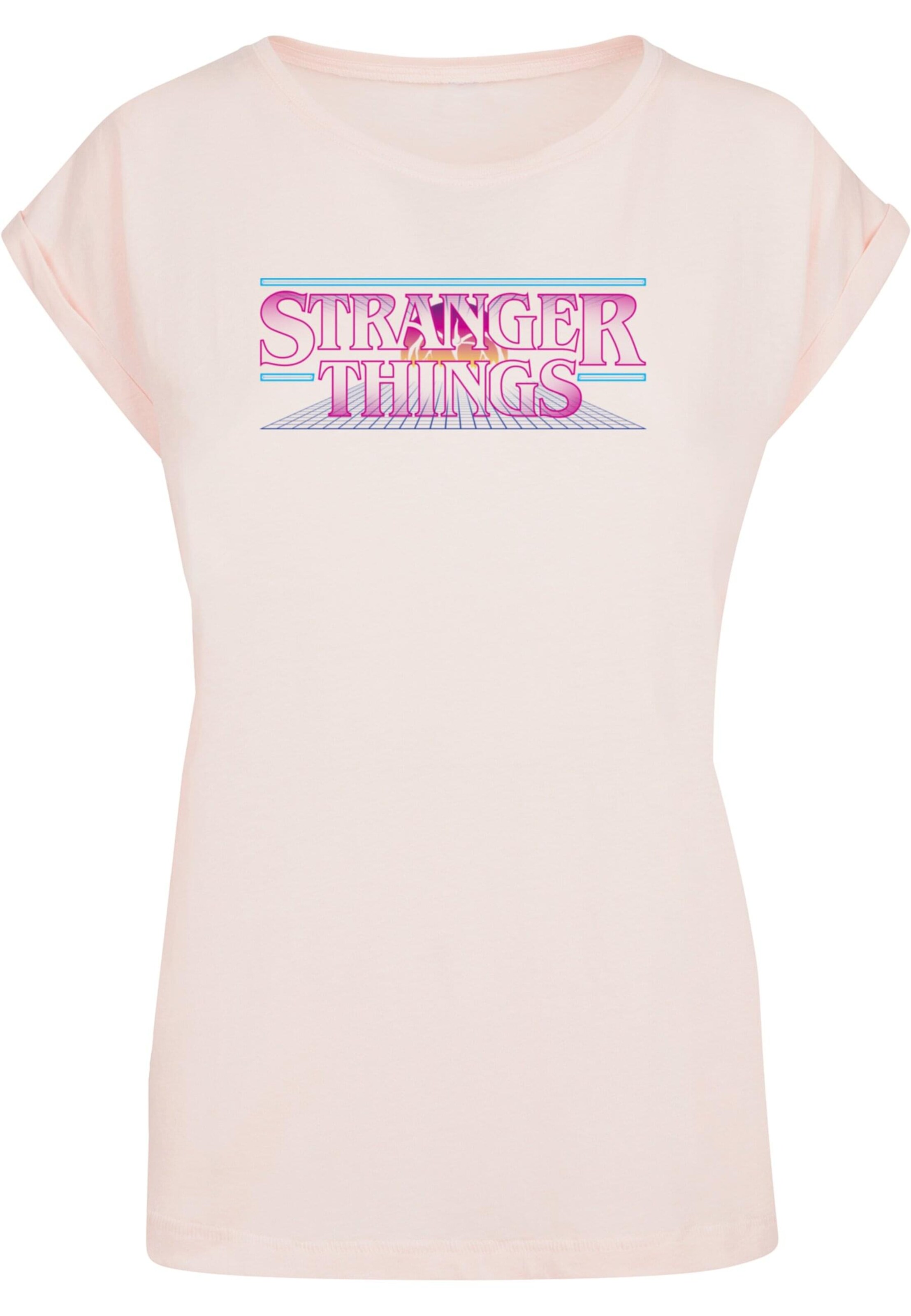 ABSOLUTE CULT Shirt 'Stranger Things - Retro Title' in Beige: voorkant