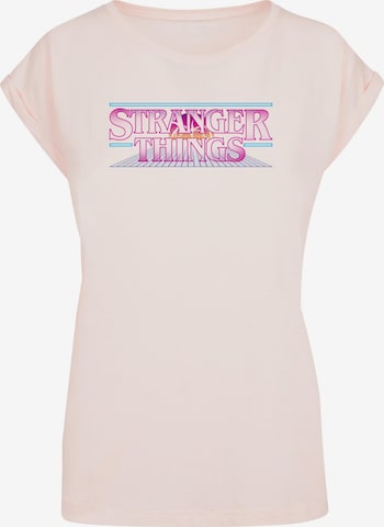 ABSOLUTE CULT Shirt 'Stranger Things - Retro Title' in Beige: Vorderseite