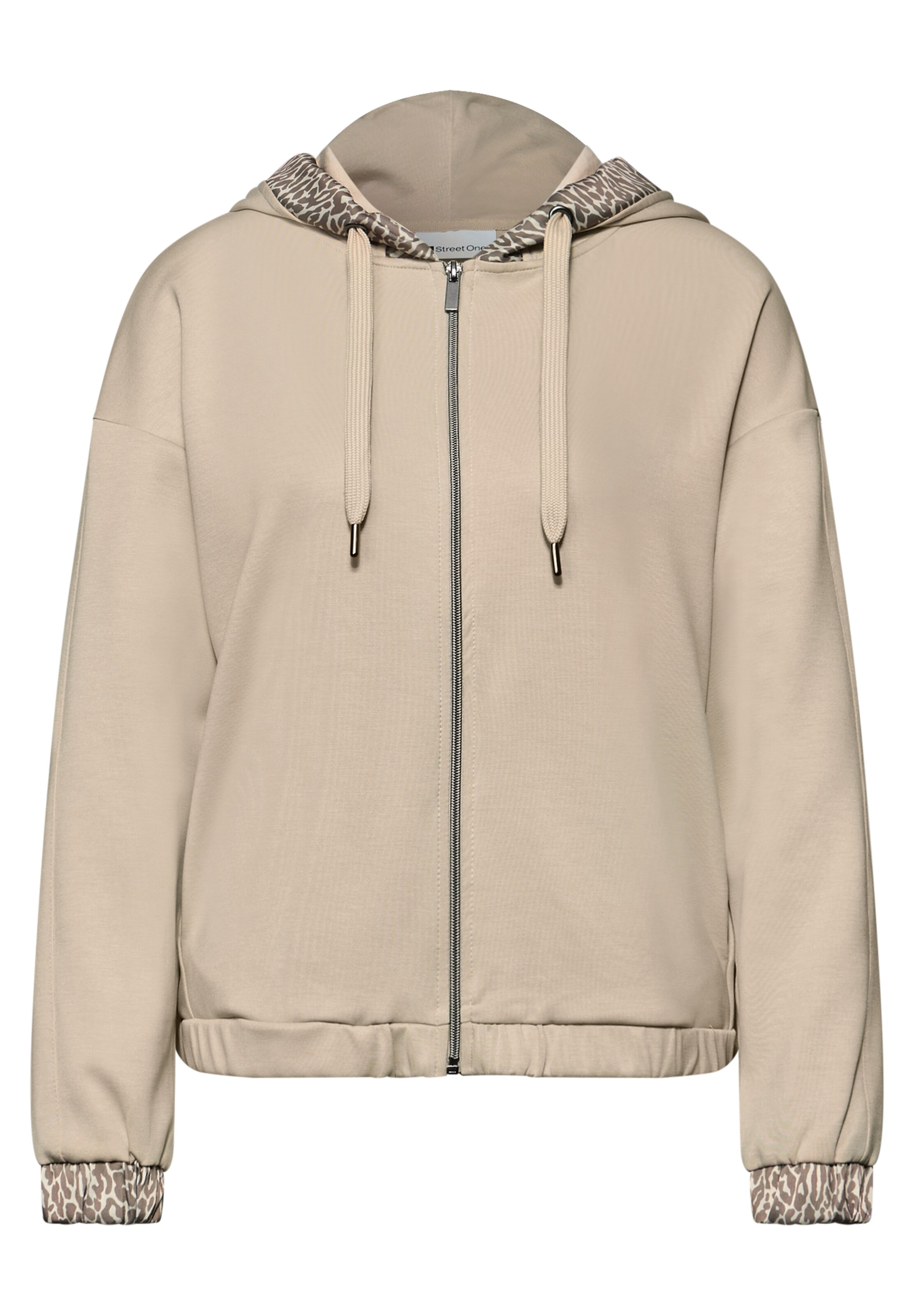STREET ONE Zip-Up Hoodie in Beige: front
