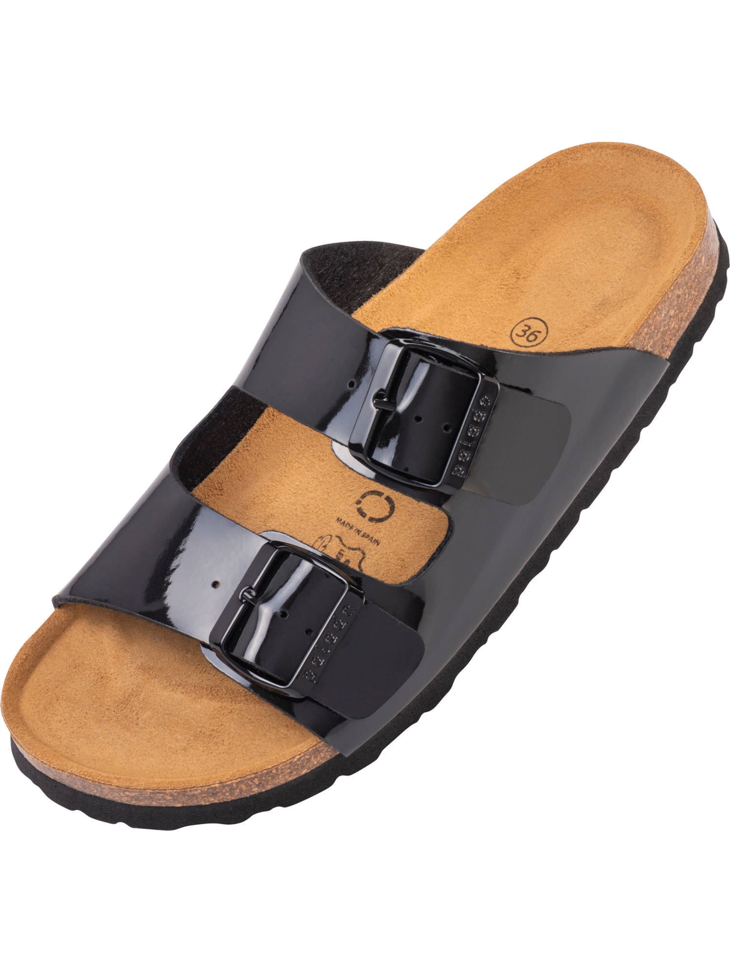 melns Palado Ādas čības 'Korfu': no priekšpuses