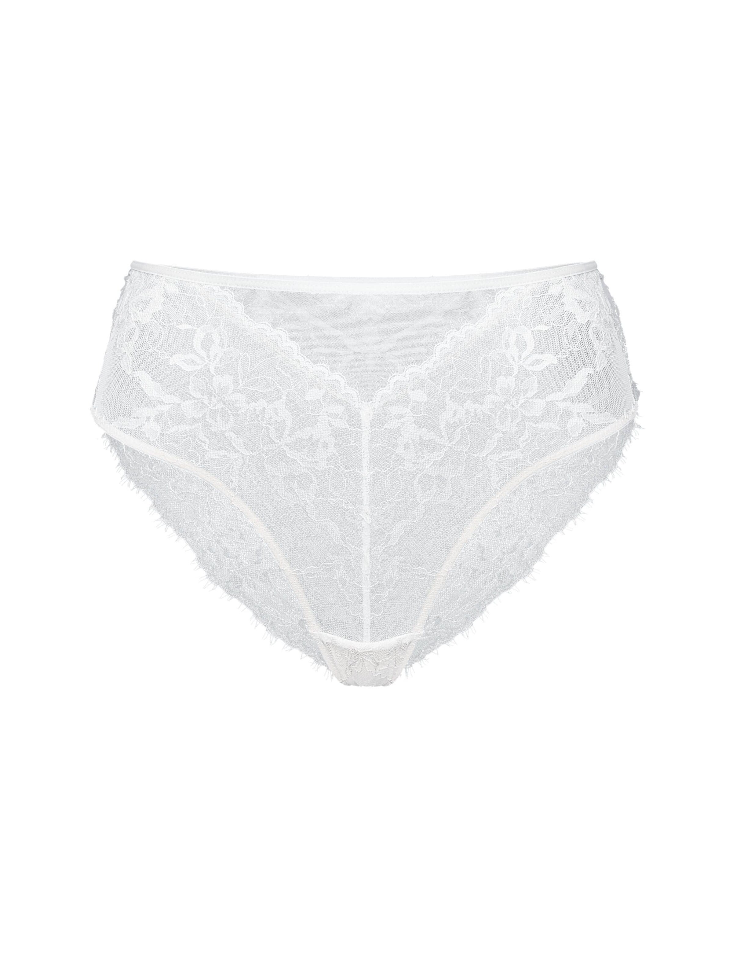 ESOTIQ - Panti 'Hipster Cloe, hohe Leibhöhe, florale Spitze, transparent' en beige: frente