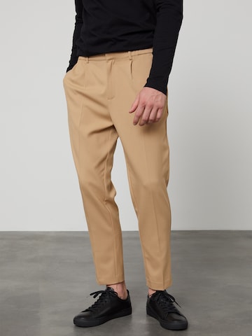 DAN FOX APPAREL Regular Pleated Pants 'Milan' in Beige: front