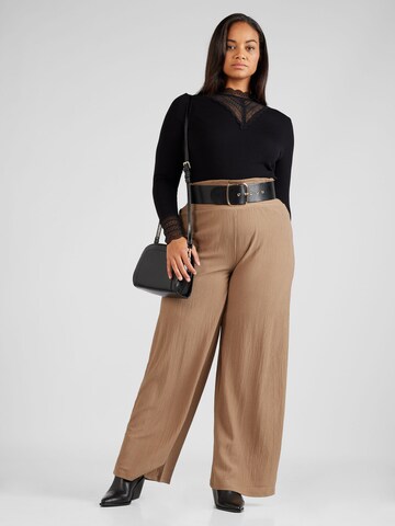 PIECES Curve Wide Leg Hose 'JURLI' in Braun