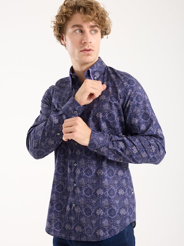 Coupe slim Chemise business 'Sport Poplin Stretch Man Shirt Blue Purple' 7Camicie en bleu