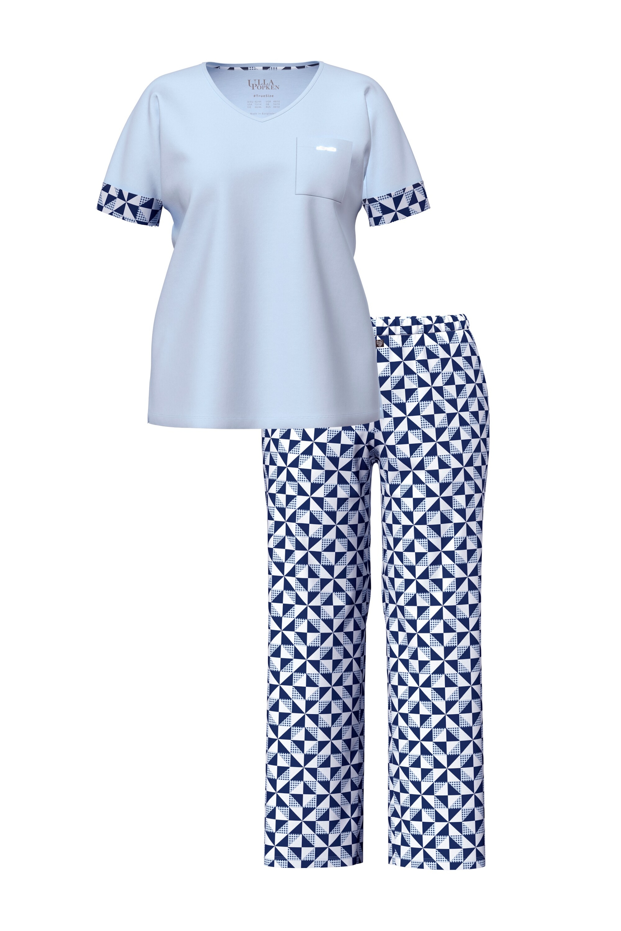 Ulla Popken Pyjamabroek in Blauw: voorkant