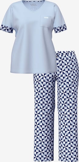 Ulla Popken Pyjama in M-L in hellblau / weiß, Produktansicht