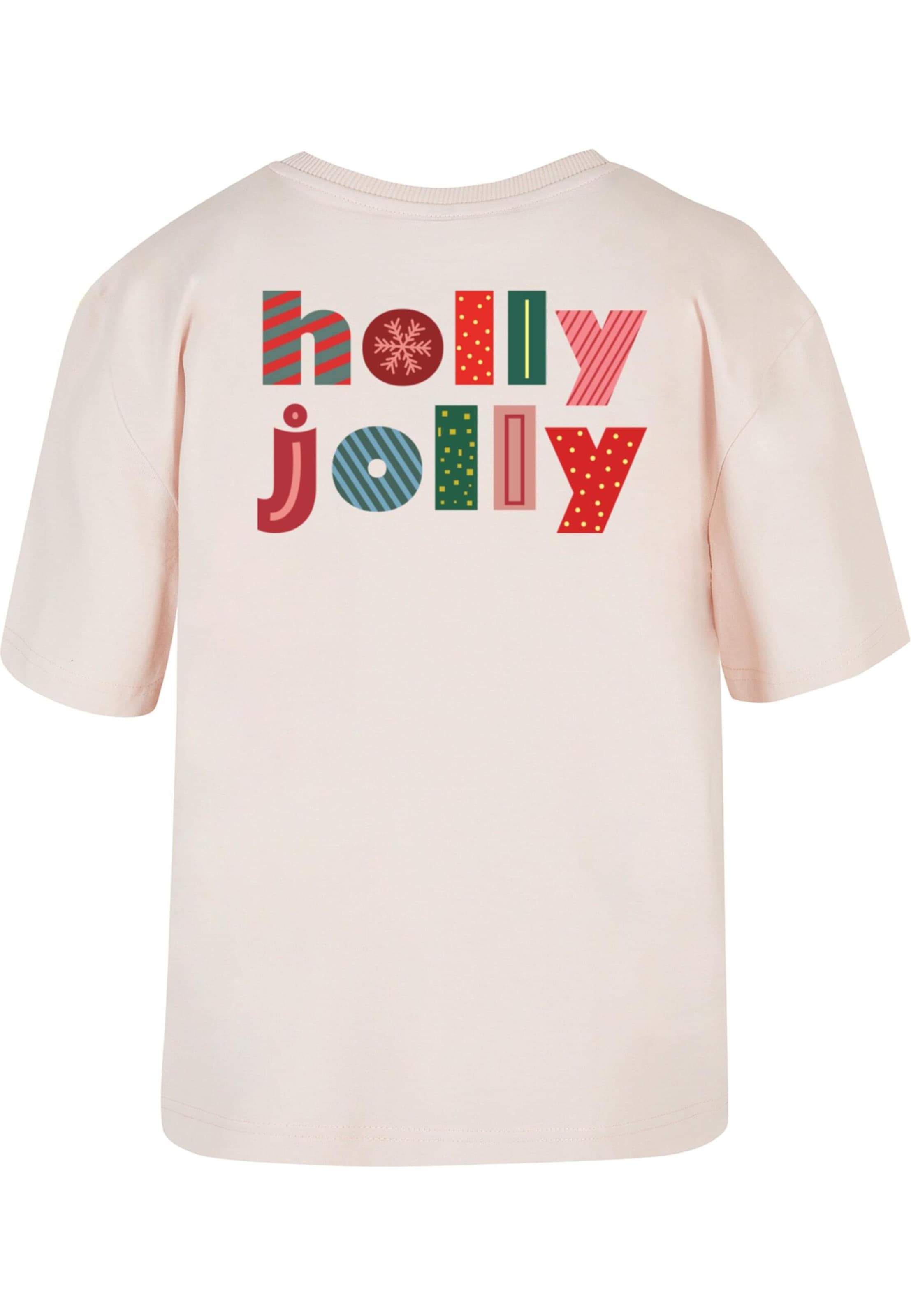 T-shirt 'Christmas Holly Jolly Mood' Merchcode en rose