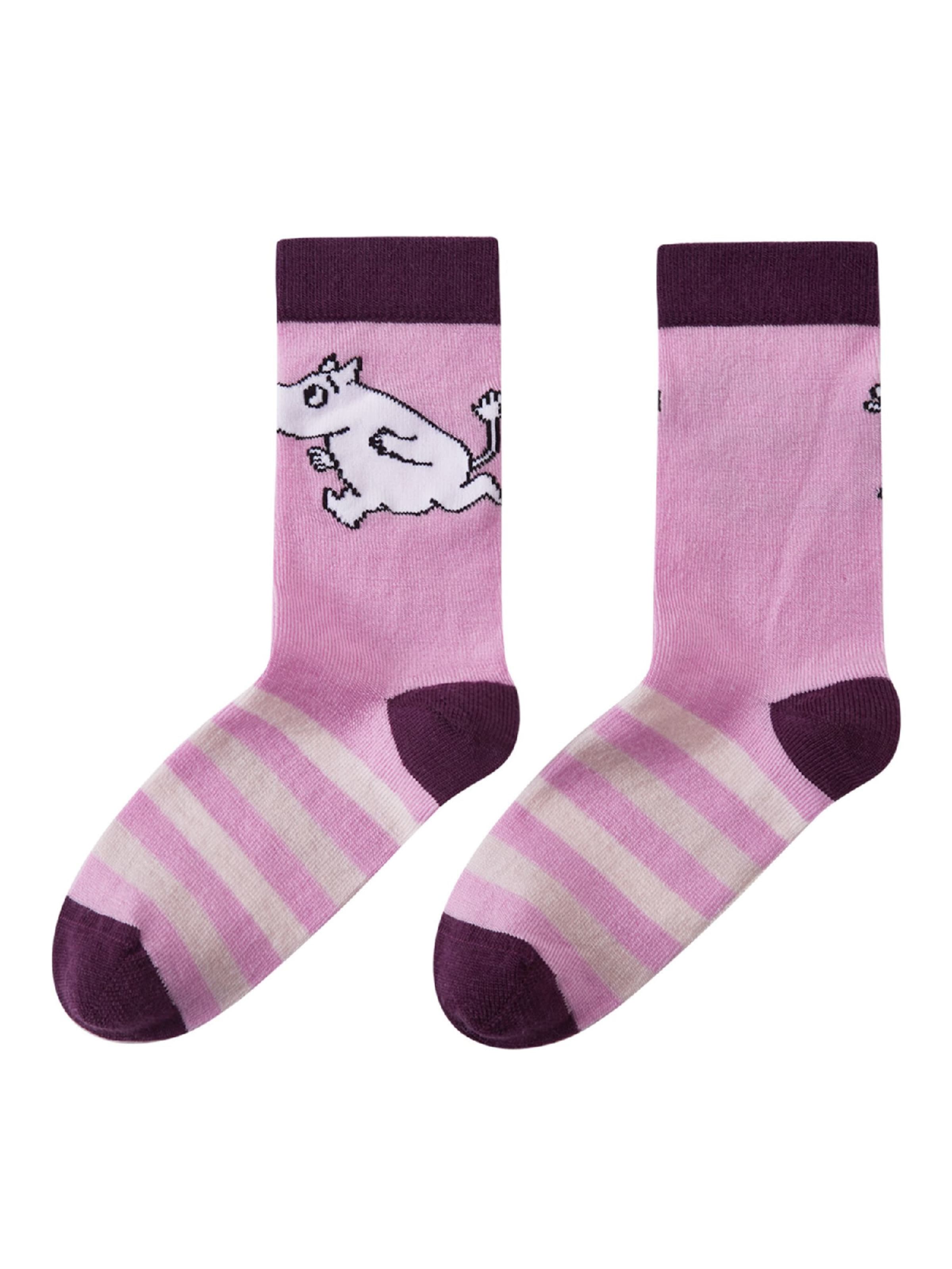 Reima Socken ' Moomin Randig ' in Pink: Vorderseite