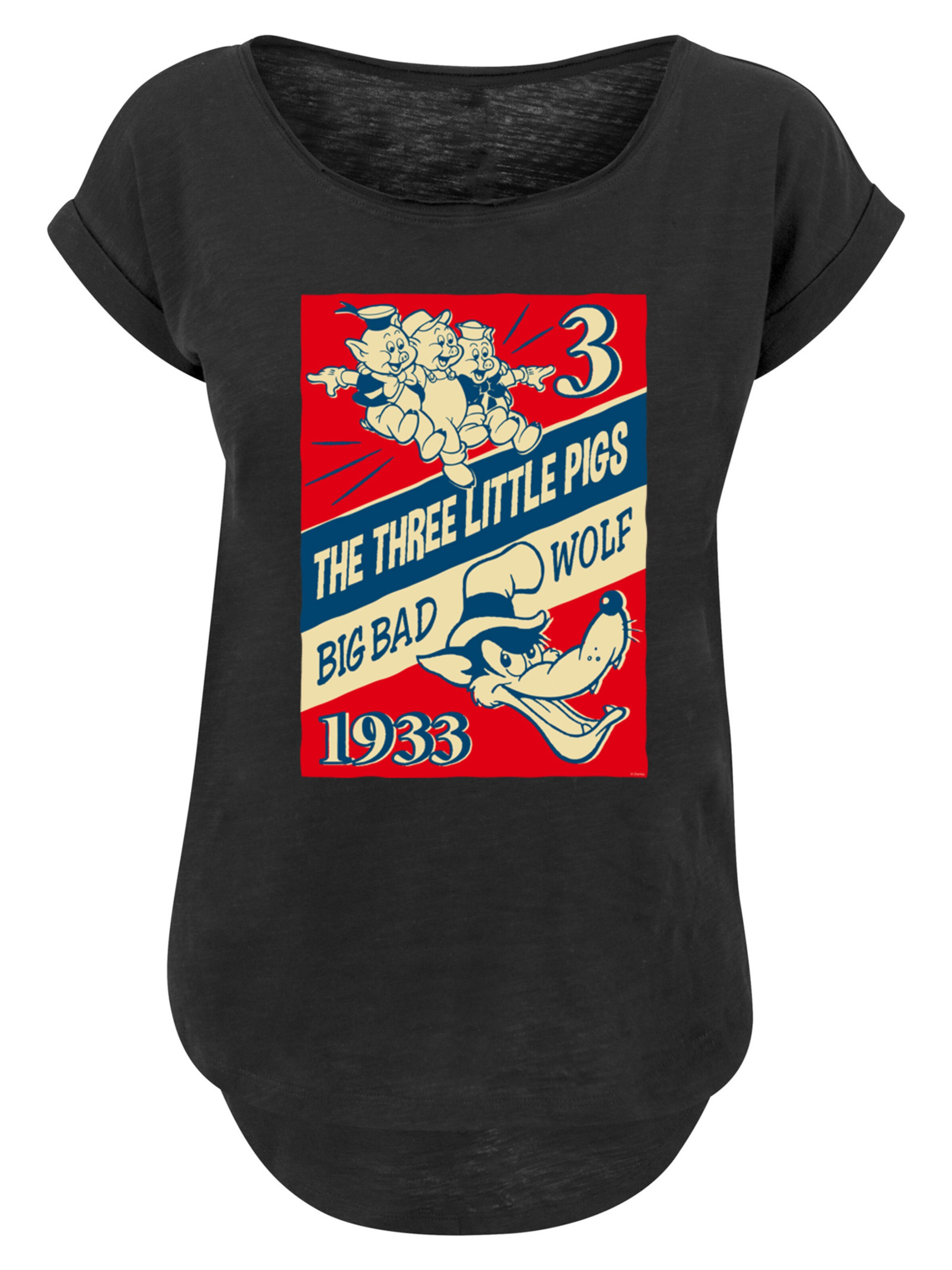 T-shirt 'Disney Die Drei Kleinen Schweinchen' F4NT4STIC en noir : devant