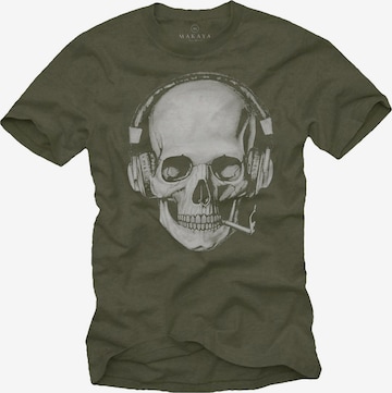 MAKAYA Shirt 'Smoking Skull' in Green: front
