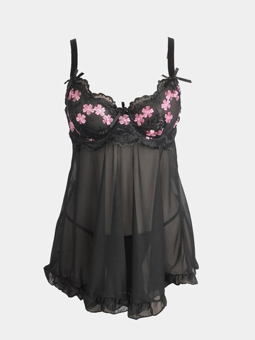 ORGANZA Lingerie Negligee 'Babydoll' in Black: front