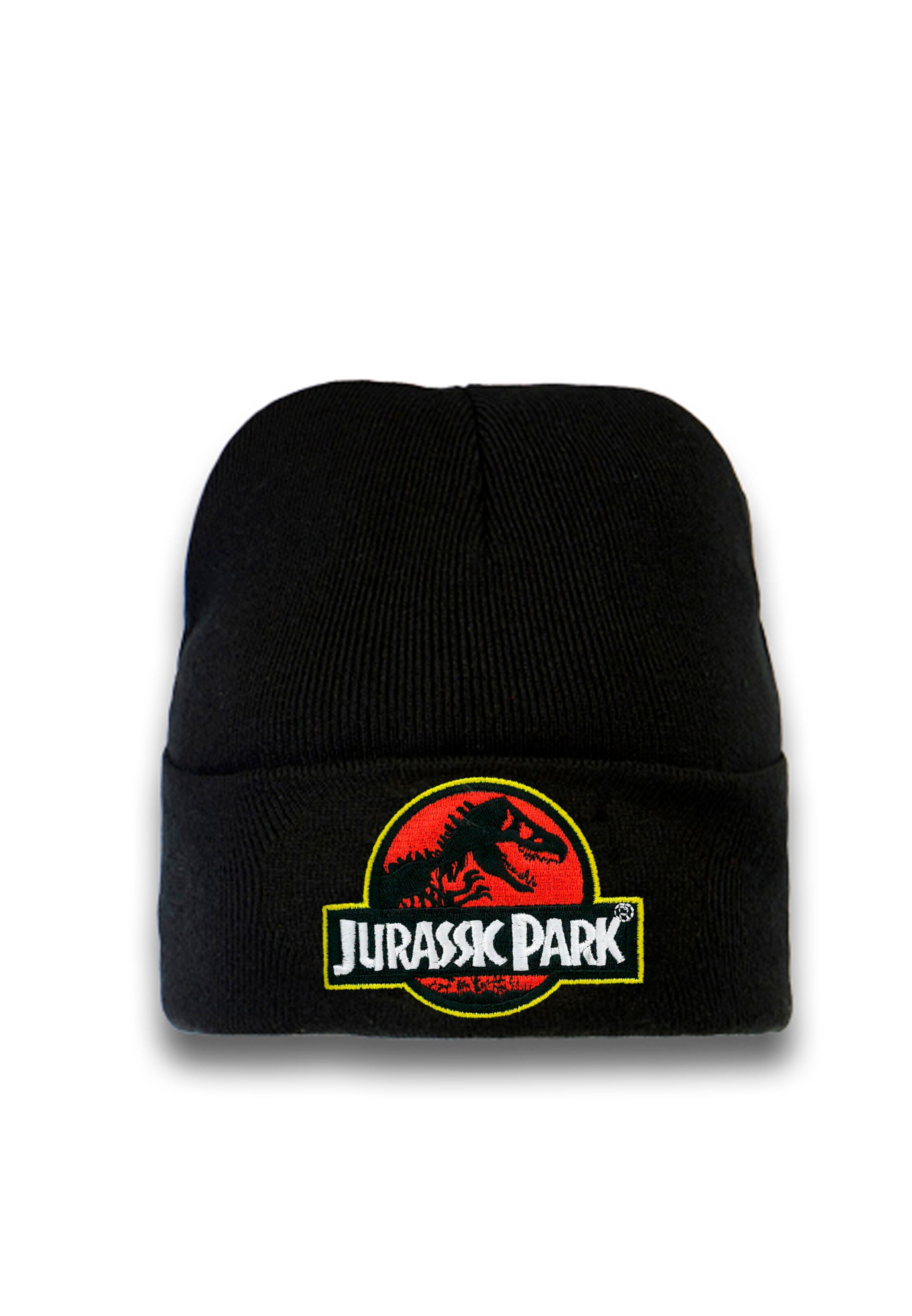 LOGOSHIRT Muts 'Jurassic Park' in Zwart: voorkant