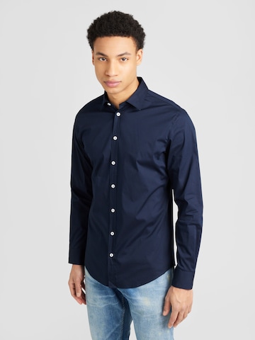 s.Oliver BLACK LABEL - Slim Fit Camisa clássica em azul: frente