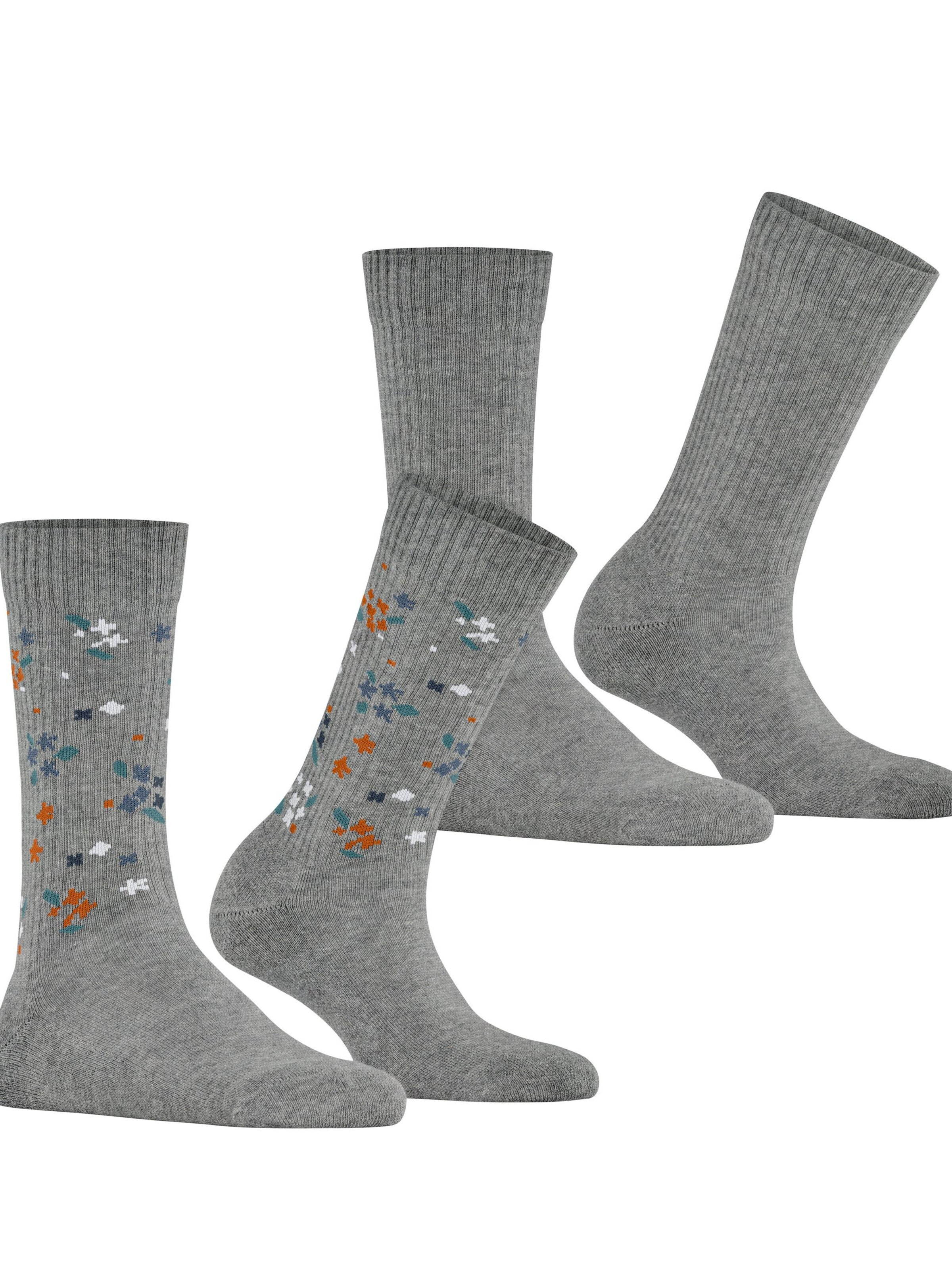 ESPRIT Socken 'Flower Rib 2-Pack'‌ in Grau: Vorderseite
