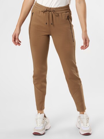 COMMA Tapered Pants in Brown: front