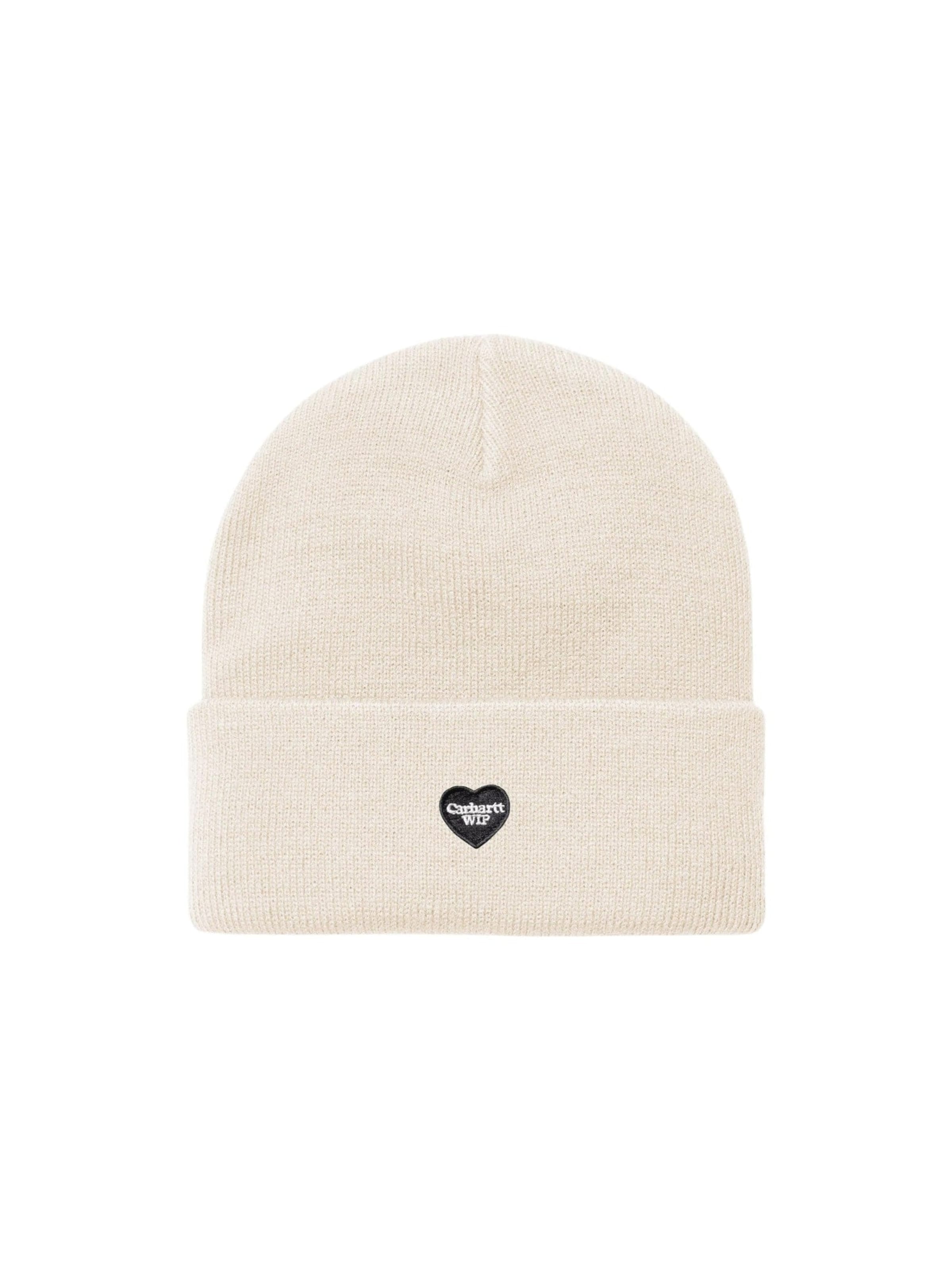 Carhartt WIP Muts 'Small Heart Beanie Natural' in Wit: voorkant