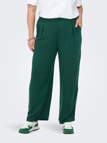 ONLY Carmakoma Pleat-Front Pants in Green: front
