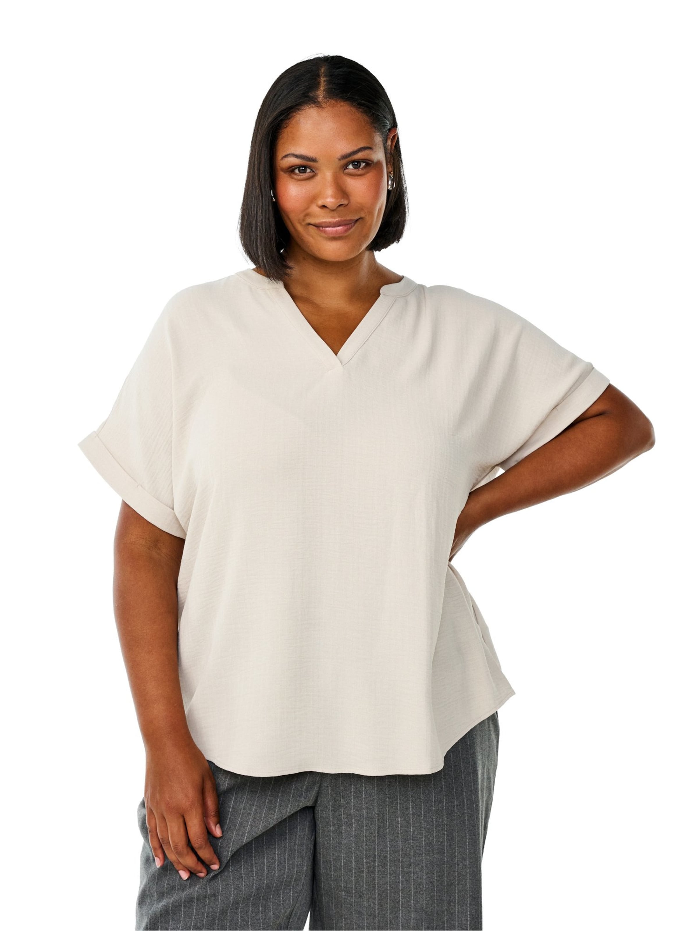 Zizzi Pluus 'Vnilla', värv beež: eest vaates