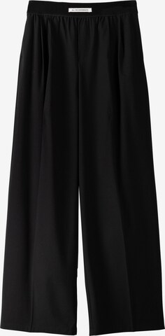 Bershka Kalhoty se sklady v pase – černá: přední strana