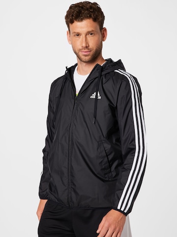 ADIDAS SPORTSWEAR Athletic Jacket 'Primegreen Essentials 3-Stripes ' in Black: front