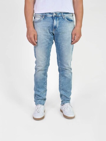 Coupe slim Jean Le Temps Des Cerises en bleu : devant